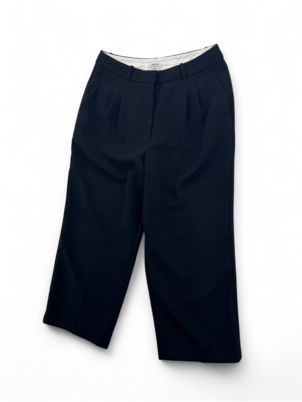 Aritzia The Effortless Pant Curve-Fit Cropped Crepette Black Trouser Size 12 - Picture 2 of 8